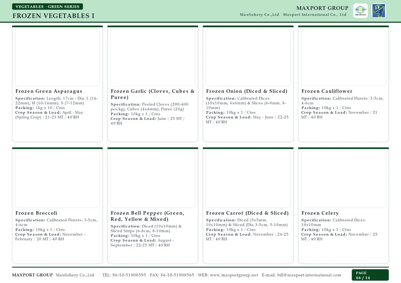 Maxport 2026 Catalogue - Frozen Vegetables I