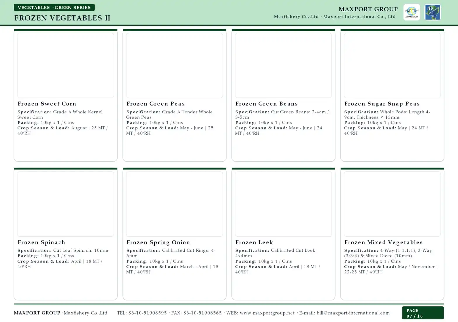 Maxport 2026 Catalogue - Frozen Vegetables II