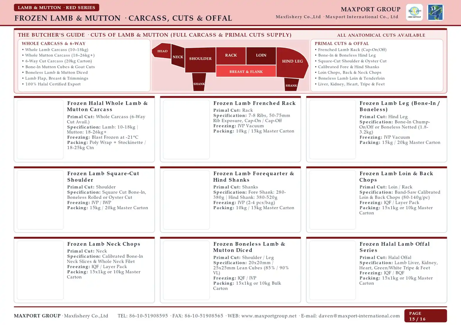Maxport 2026 Catalogue - Lamb & Mutton - Carcass, Cuts & Offal