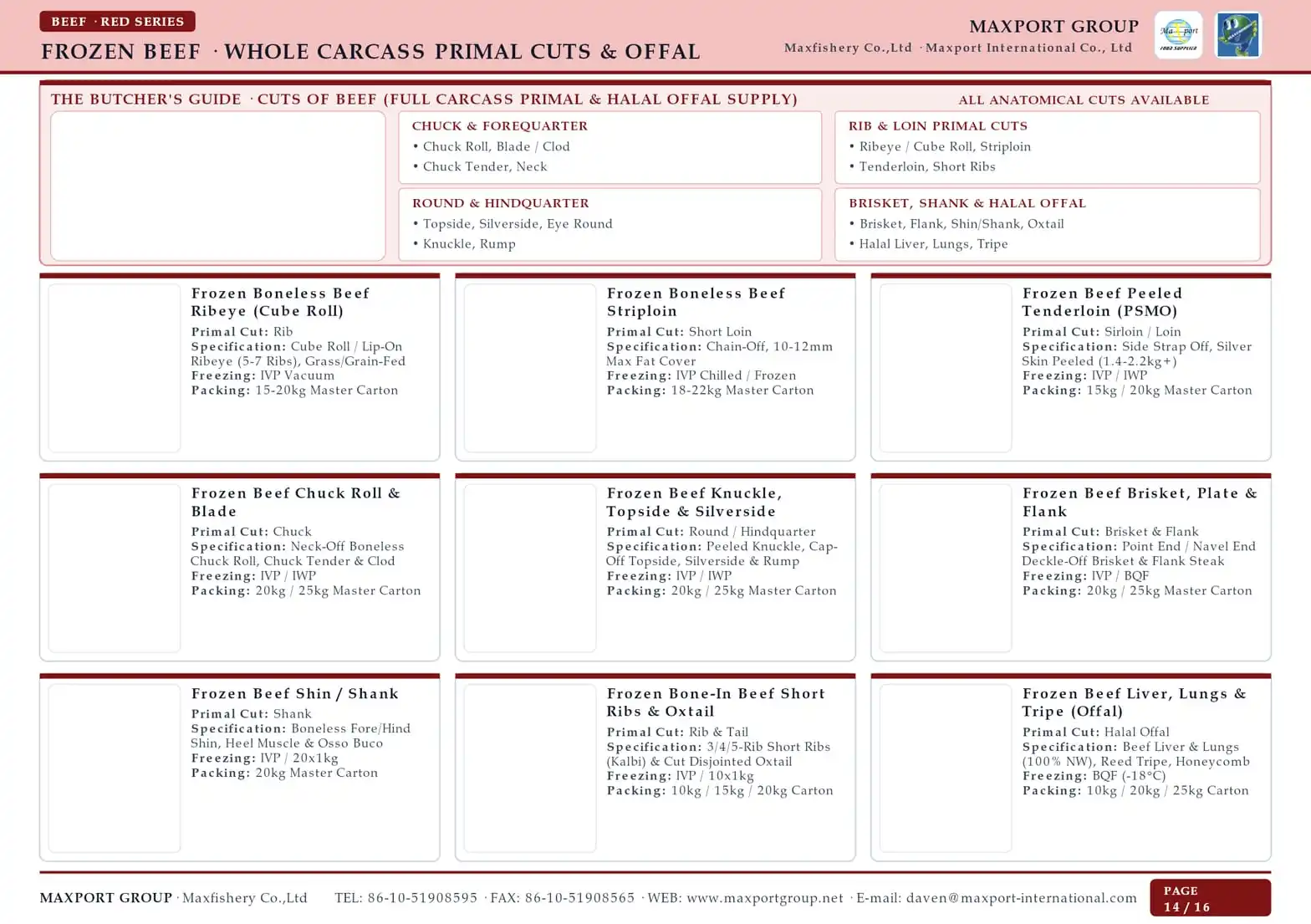 Maxport 2026 Catalogue - Beef - Whole Carcass Primal Cuts & Offal