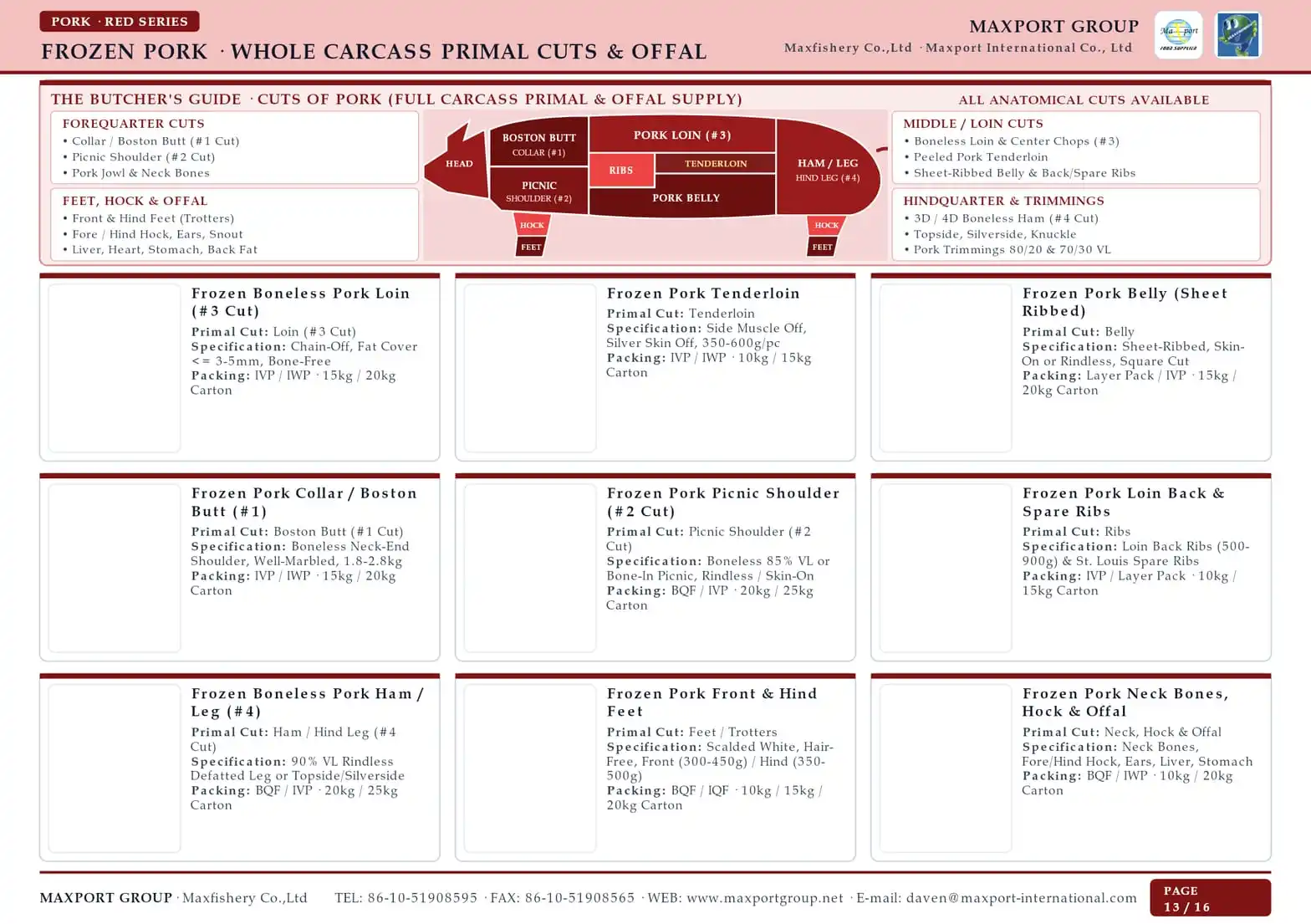 Maxport 2026 Catalogue - Pork - Whole Carcass Primal Cuts & Offal